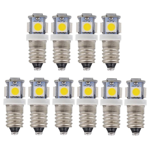 GutReise 10pcs E10 24V Cold White LED Bulbs Light Lamps 5SMD 0.5W 50LM (Cold White, 24V)