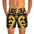 thumbnail image 3 of Black & Gold Paisley Swim Trunks For Men, 3 of 8