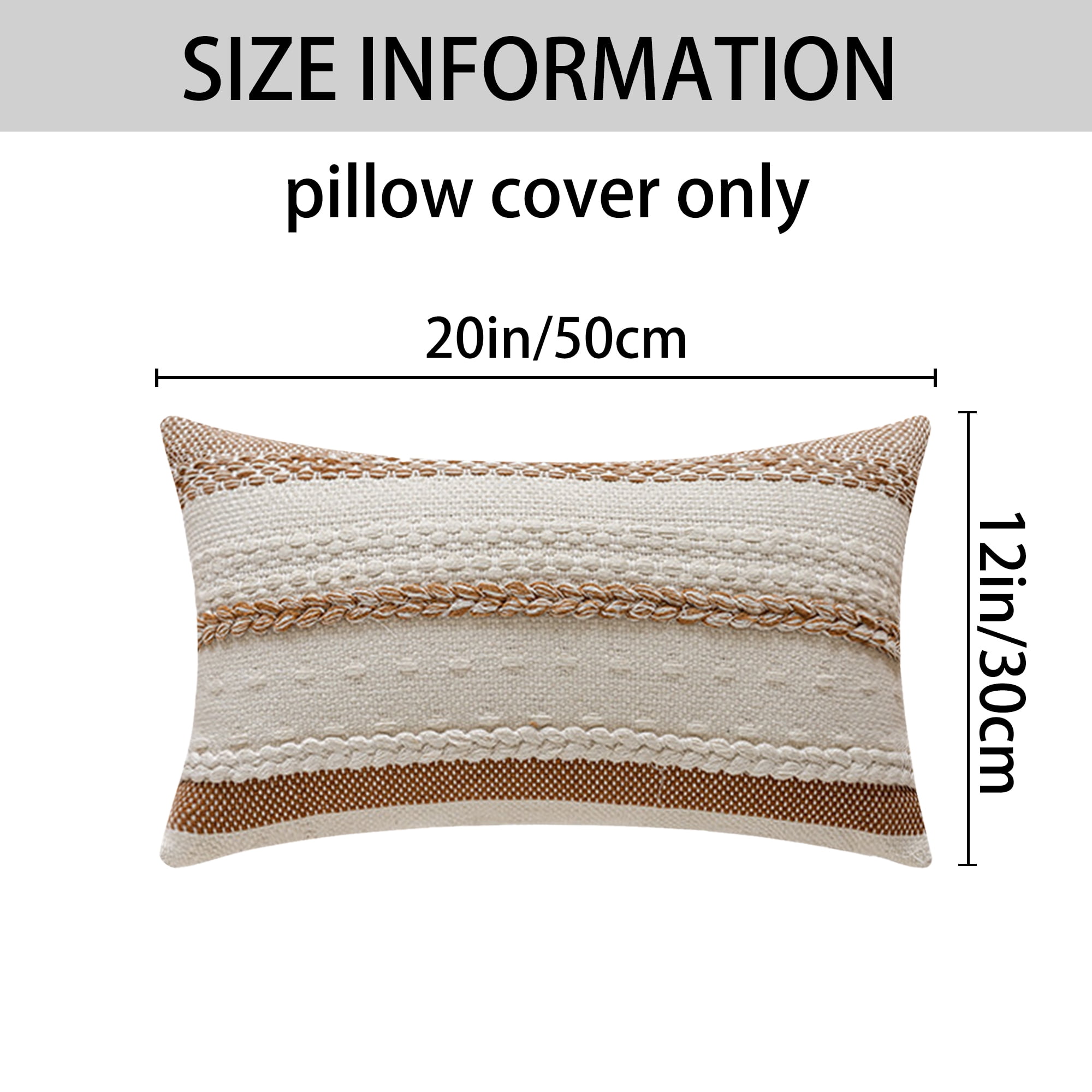 Unique Bargains Striped Throw Pillow Covers Pack of 2 Brown 12" x 20"/18" x 18"