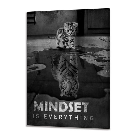 Inspirational Canvas Prints Cat Tiger Wall Art Mindset Pictures Motivational Quotes Animal Poster for Office Decor