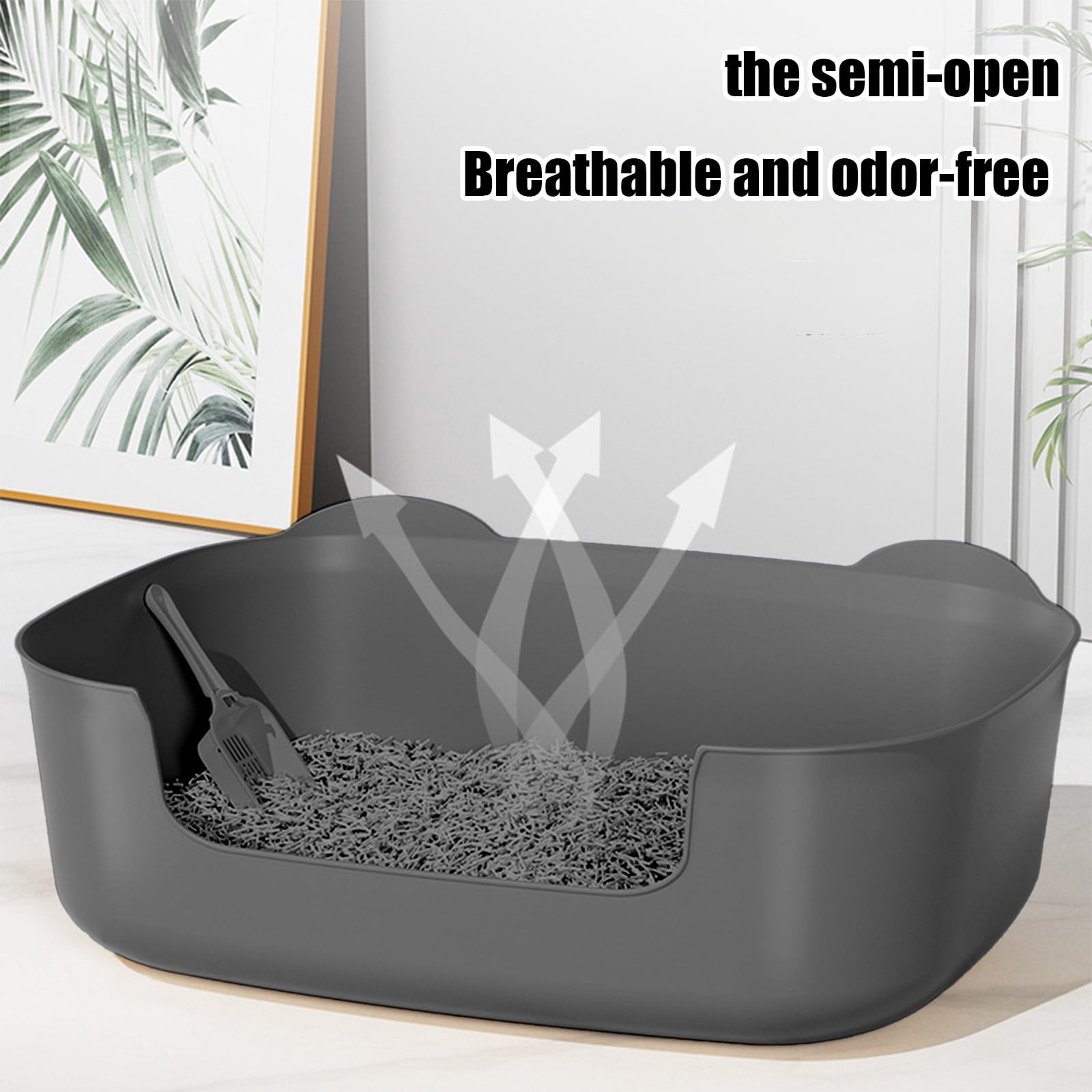 Large Cat Litter Box, Spill-Proof and Semi-Closed Design, Easy to Clean Pet Toilet with Removable Lid, Odor Control, Scratch Proof, Suitable for Large Cats, Kittens, Senior Cats, Indoor Use