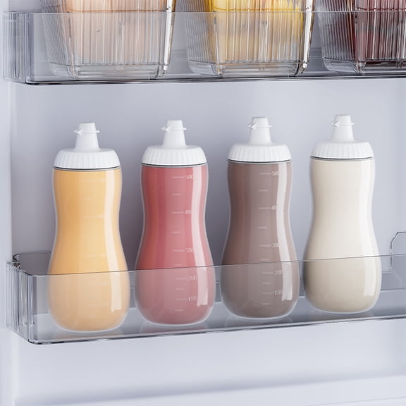 AYktou 500Ml Kitchen Squeeze Bottles for Sauces, Liquids Oil Dressing Container Ketchup Condiment Bottle Clear Sauce Storage Container for Olive Oil Mustard Salad Pancake Art Dispenser