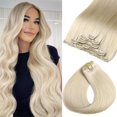 thumbnail image 1 of Extensiones de pelo con clip Craineld, 22 cm, color rubio platino, 80 g, 1 of 9