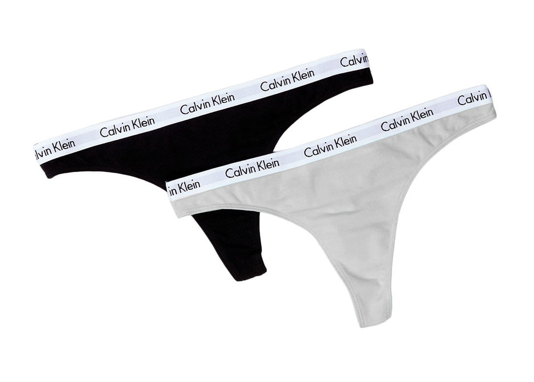Calvin Klein Underwear Women's 2 Pack Carousel Thong Set, Black/Grey,  Medium 