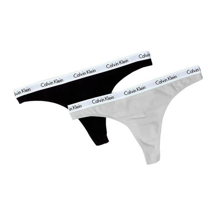 Calvin Klein Underwear Women's 2 Pack Carousel Thong Set, Black/Grey,  Medium 
