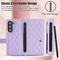 thumbnail image 5 of Dteck for Samsung Galaxy Z Fold 5 Wallet Case with S Pen Holder & Crossbody Lanyard Strap & Wrist Strip, Shockproof Stylish Protective Cover for Galaxy Z Fold 5,Purple, 5 of 6