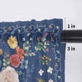 thumbnail image 5 of Navy Blue Flowers Valance Curtains for Kitchen/Living Room/Bathroom/Bedroom Window, Rod Pocket Small Topper Half Short Window Curtains Sheer Scarf, Spring Vintage Floral Leaves Farmhouse 54"x18", 5 of 8