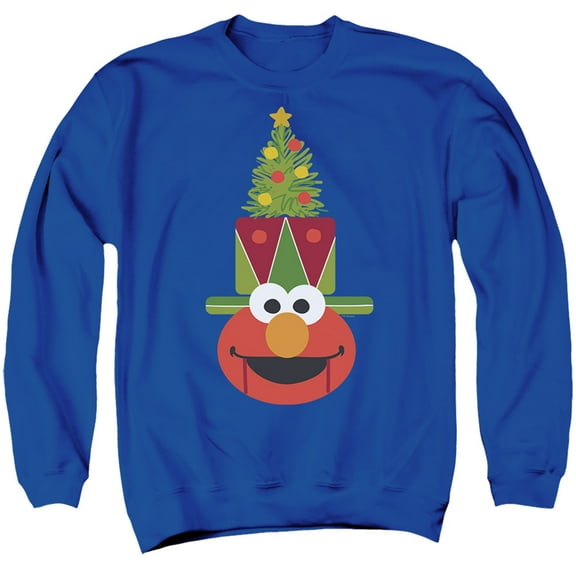 Sesame Street Christmas Nutcracker Elmo Unisex Adult Crewneck Sweatshirt (Medium) Royal Blue