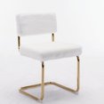 thumbnail image 3 of Modern Dining Chairs set of 2, Accent Armless Kitchen Chairs with Backrest and Arch Leg, Upholstered Fake Fur Fabric Side Chairs for Kitchen, Living Room, Dining Room, White, 3 of 9