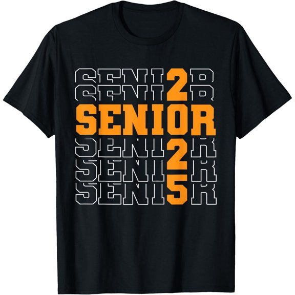 t-shirtClass of 2025 Senior 2025 Back To School Graduation Orange T-Shirt mens t shirt，black，women，funny，misfits，men，journey