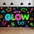 thumbnail image 5 of Neon Theme LET'S GLOW CRAZY Fun Party Banner for Night Event Celebration Indoor Use, 5 of 9