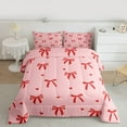 thumbnail image 3 of Feelyou Fashion Bowknot Kids Bedding Comforter Set, Kawaii Cartoon Bow-tie Twin Comforter Sets, Cute Love Heart Reversible Bedding Set, Microfiber Bedroom Decor, 2 Pieces, 3 of 9