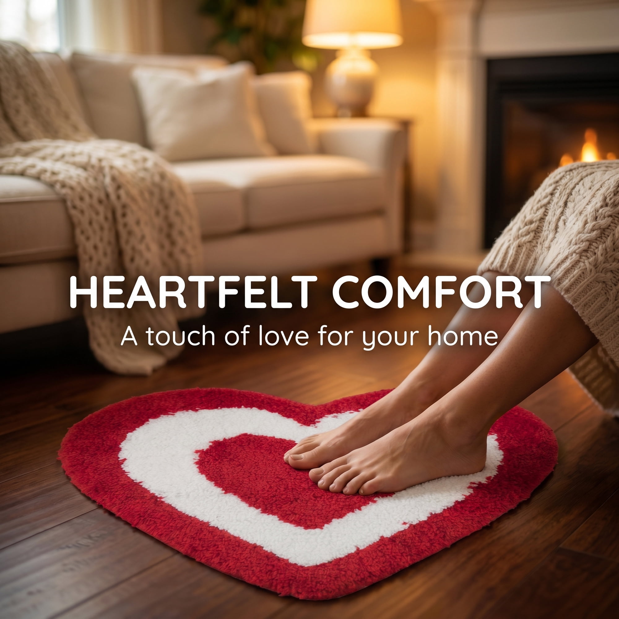 Unique Bargains Small Heart Rug Non-Slip Soft Shaggy Faux Fur Area Rug 19" x 16" Red
