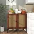 thumbnail image 3 of Giantex Sideboard Buffet Cabinet, Kitchen Storage Cabinet w/ Rattan Decorated Doors,Cupboard Console Table(Walnut, 1), 3 of 6