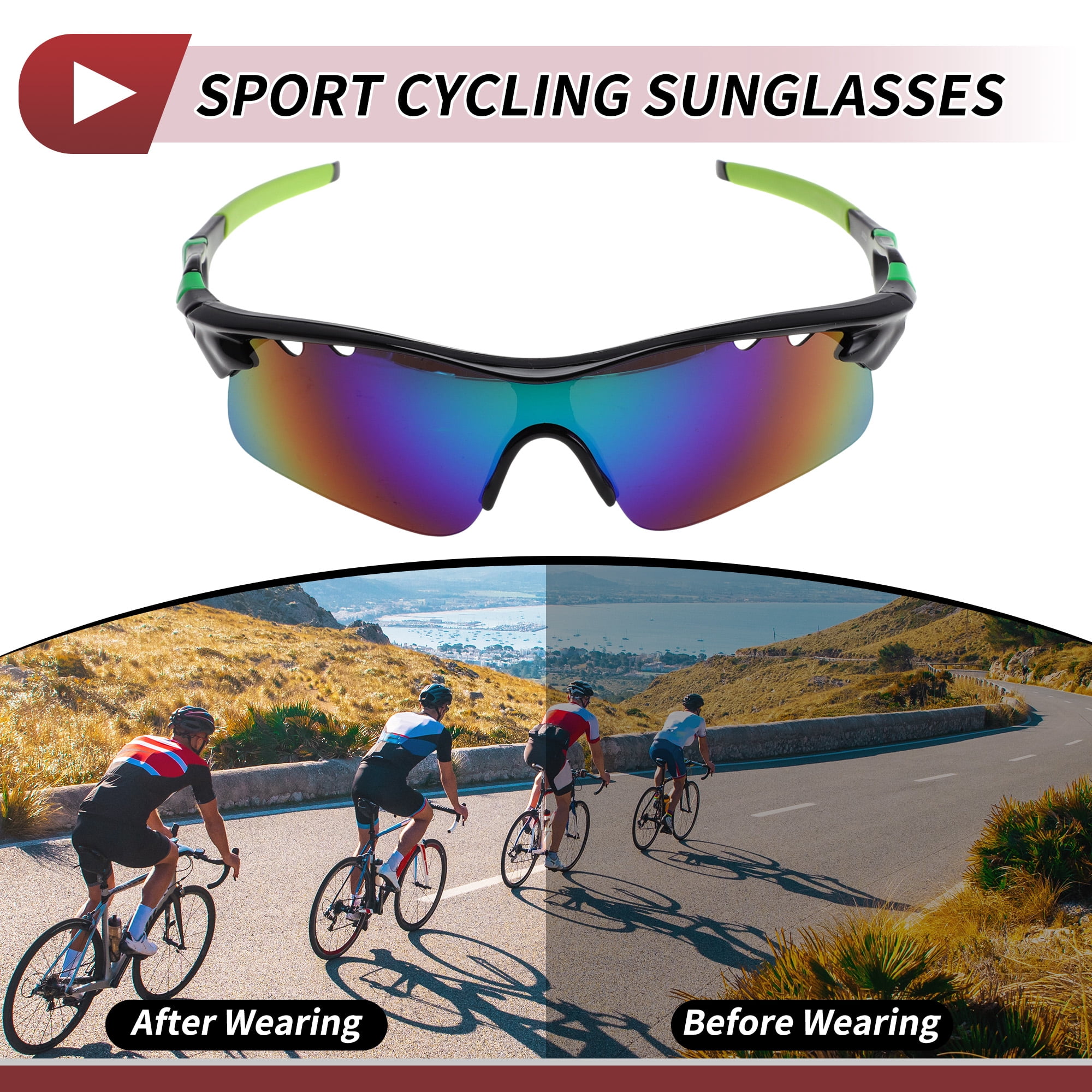 Unique Bargains 1 Set Motorcycle Riding Goggles PC Tri-acetel Cellulose Outdoor Sports Sunglasses for Motocross Dirt Bike ATV Green Silver Tone Lens Black Green Frame