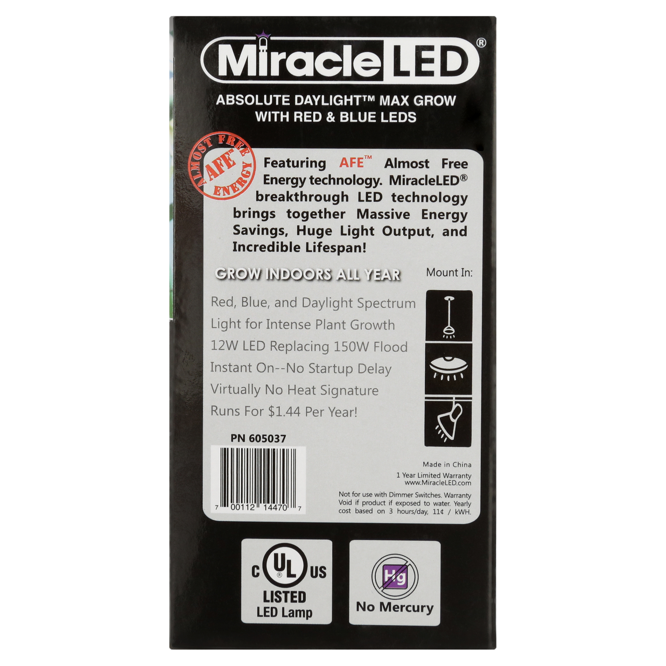 Miracle LED Ultra Grow Lite Replace 150W Full Spectrum 4-Pack - Walmart.com