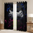 thumbnail image 3 of Feelyou Cartoon Game Console Black Out Curtains for Kid, Glowing Honeycomb Curtains Pack of 2 (42x63 Each), Pink Blue Abstract Bedroom Curtains, Window Curtains Decor, 3 of 7