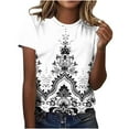 thumbnail image 2 of Gamivast Short Sleeve Tops for Women Summer Vintage Floral Graphic Tees Casual Crewneck Tshirts Spring Vacation Loose Fit Shirts XXXXXL Camisas Para Mujer, 2 of 5