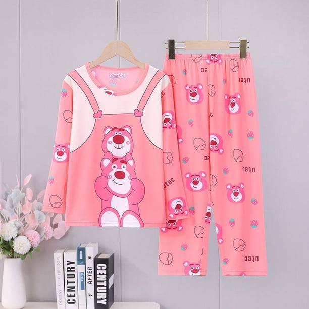Pijamas para niños, conjunto de ropa para el hogar de manga larga para niñas de estilo coreano, ropa fina para aire acondicionado para bebés, ropa para niños de primavera y otoño