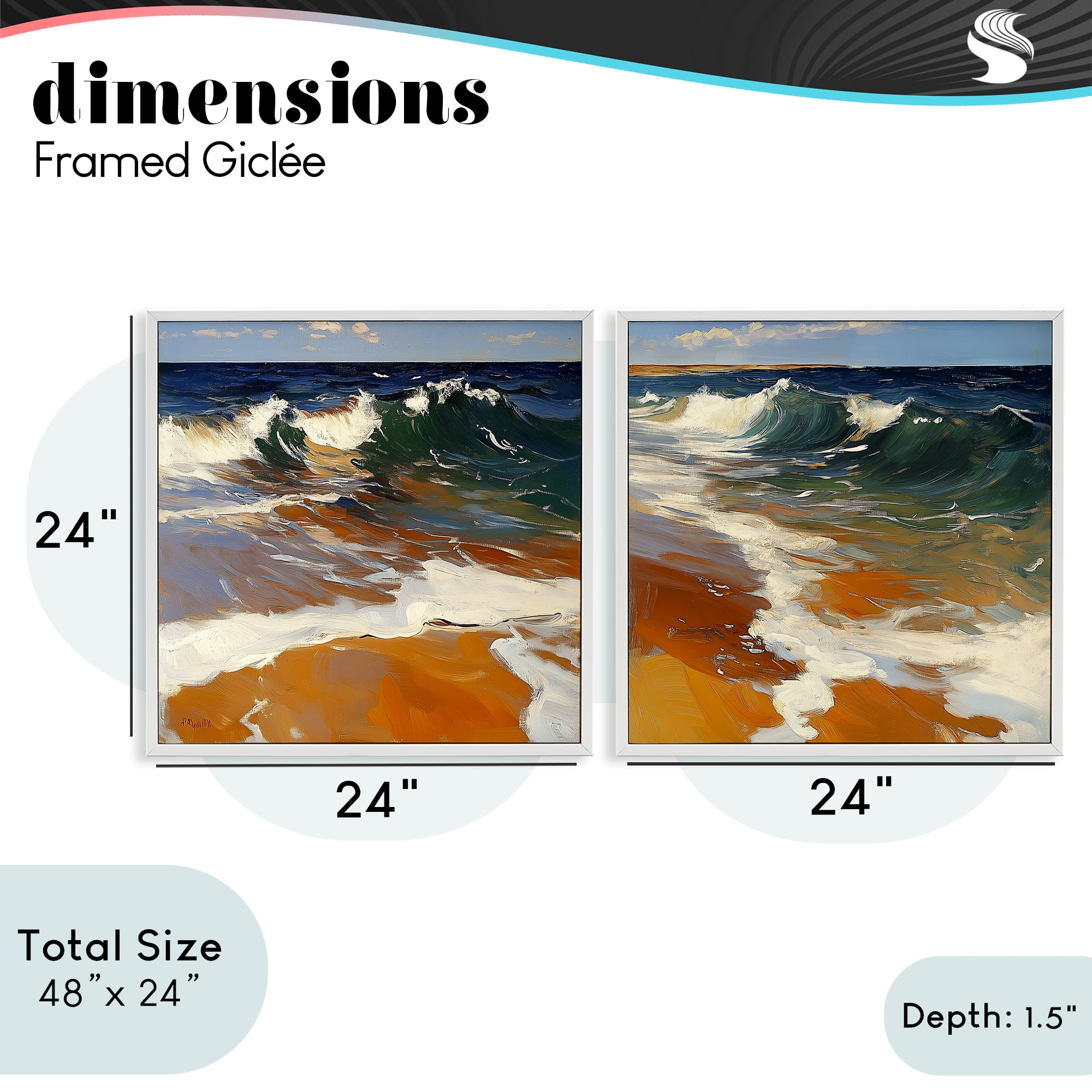 Stupell Industries Glassy Coastal Break 2 Piece White Framed Giclee Art Set, design by Walker Noble