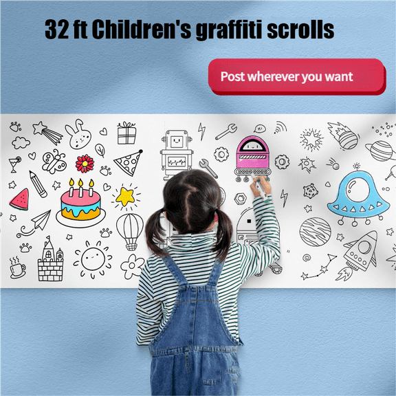 Children's Graffiti Scrolls, Super Long Coloring and Painting Quality, Baby Painting Teaching Materials, Wall Painting Paper