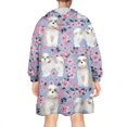 thumbnail image 2 of Bichon Dog Purple Florals Wearable Oversized Blanket,Wearable Blanket Hoodie for Adults,Cozy Hooded Blankets with Super Pockets,Super Warm Fuzzy Pullover for Women & Men, 2 of 6