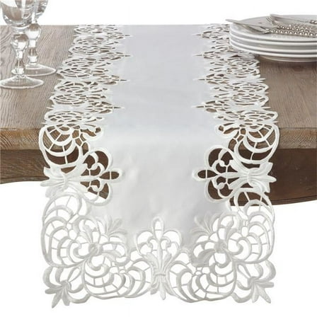 Saro Lifestyle Embroidered Cutwork Design Table Runner