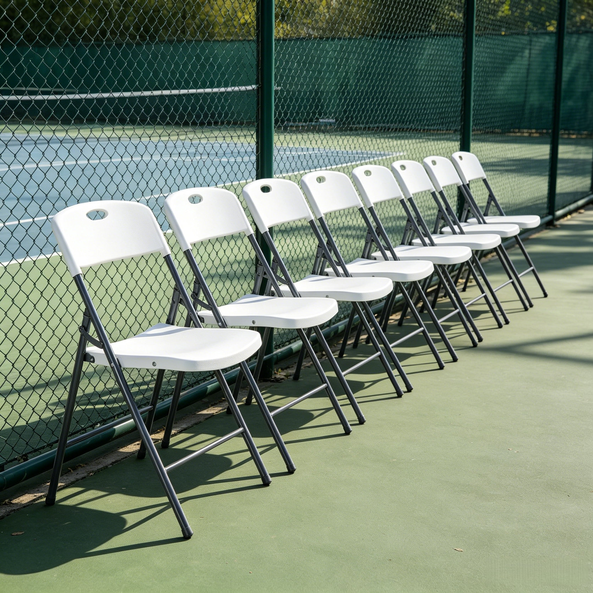 6PCS White Stackable Plastic Folding Chairs Set, Sturdy Portable Dining Chairs for Home, Parties, and Events