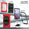 thumbnail image 6 of ELEHOLD Rugged Hybrid Case For Samsung Galaxy Tab S8, with Built-in Kickstand 360° Rotating Handstrap Crossbody Shoulder Strap Shockproof Heavy Duty Case, Red+Black, 6 of 9