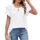 thumbnail image 3 of Blusas de Verano para Mujer, con Volantes, Corta, Cuello Redondo, Informales, Plisadas Al Frente, Básicas. XXL, 3 of 9