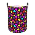 thumbnail image 1 of Balery Colorful Hearts Cesta de ropa redonda con asas, impermeable, independiente, para ropa, juguetes, dormitorio y familia-Medium, 1 of 6