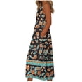 thumbnail image 3 of Bajo Vestido Pantalones Cortos Mujeres Casual Cuello Redondo Impresión Bolsillos sin Mangas Vestido Vestido Corto para Mujeres Verano, 3 of 5
