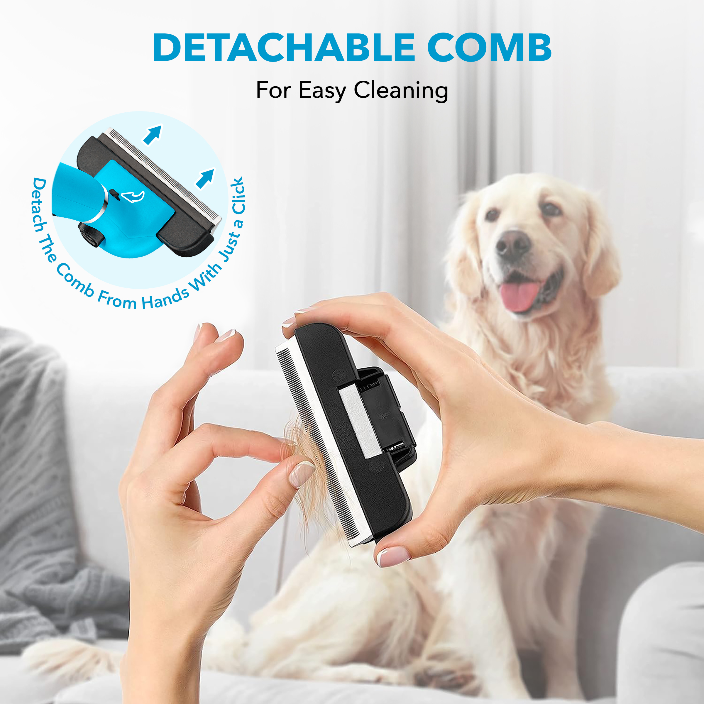 BOSHEL De-Shedding Brush for Dogs with Anti-Slip Handle photo 2