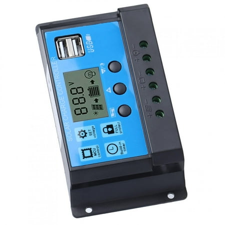

Gupbes Solar Power Controller Solar Charge Regulator 12V 24V 30A Solar Energy Charge Controller Automatic PWM LCD Dual USB Output Regulator