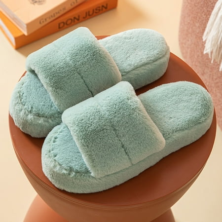 

Women s Home Shoes Indoor Slippers Furry Open Toe Bedroom Slippers