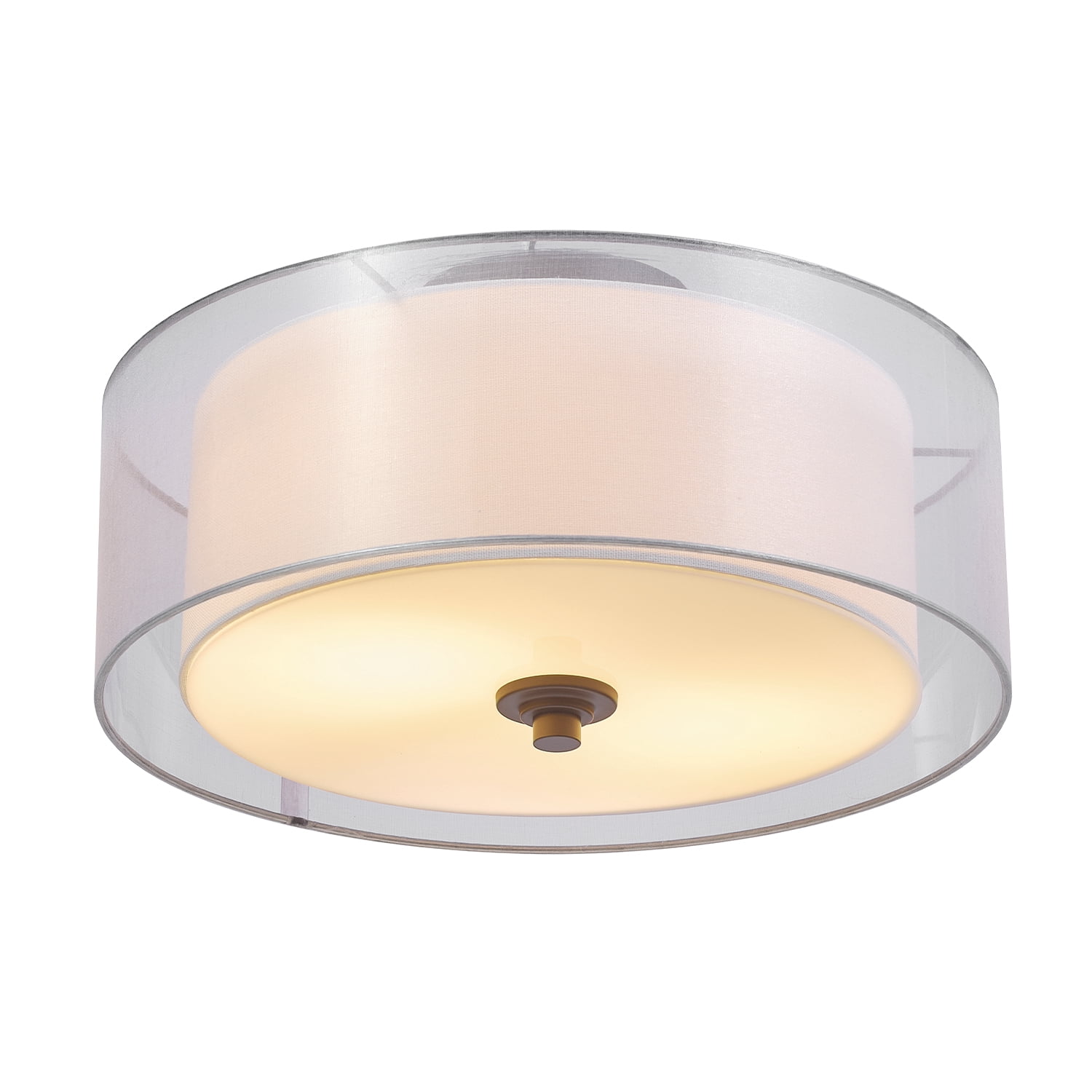 Globe Electric 2-Light Matte Black Indoor Semi-Flush Mount Ceiling Light, Linen and Organza Shade