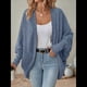 thumbnail image 4 of Suéter Cárdigan Extragrande de Punto Suave para Mujer con Bolsillos Azul L, 4 of 9