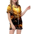 thumbnail image 1 of Luvoko Ensemble de Pyjama 2 Pcs pour Enfants Imprimé Graphique Manches Courtes Chemise à Boutons Shorts Pyjama, 1 of 4