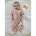 thumbnail image 5 of Miaouyo Infant Baby Girl Christmas Oblique Zipper Romper 0 3 6 12 18 Months Long Sleeve O Neck Candy Cane/Gingerbread Print Jumpsuit with Headband, 5 of 9