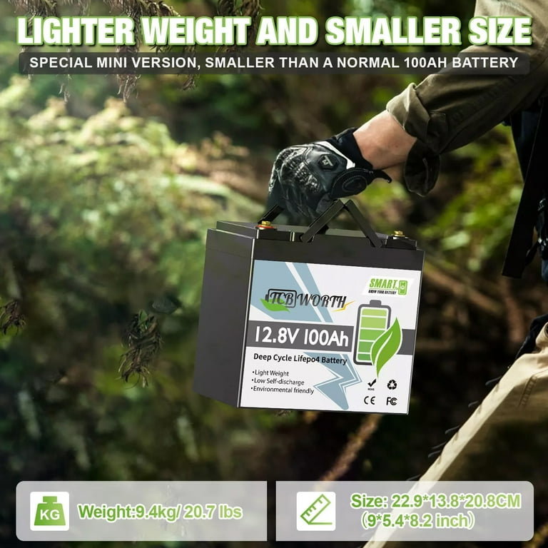キャンピングカー アウトドア Lifepo4 12v100A TCBWORTH 12V 100Ah LiFePO4 Battery Bluetooth, 22NF Lithium Battery