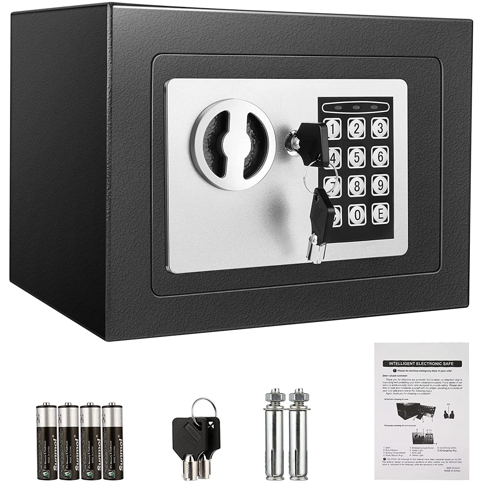 Modrine Security Digital Electronic Safe Cabinet Safe with Keypad Office or Travel White Wall-Anchoring Lock Box for Home 