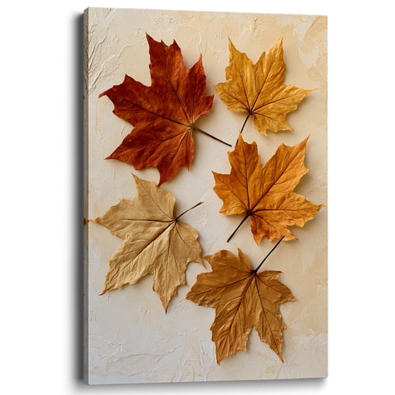Wallume Store Vintage Fall Maple Leaves Canvas Wall Art Living Room Decor 12x8 inch