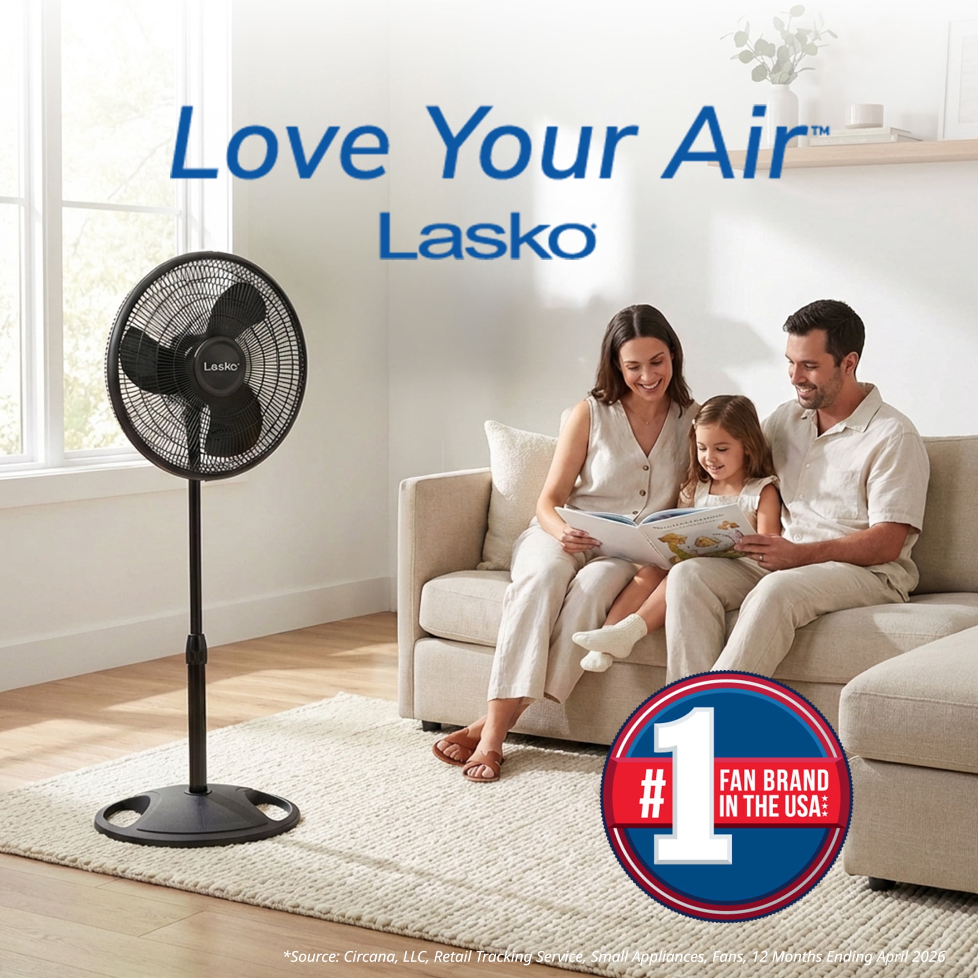 Lasko 16" Oscillating Pedestal Fan with Adjustable Height and Tilt-Back Head for Whole Room Cooling, Black, S16500
