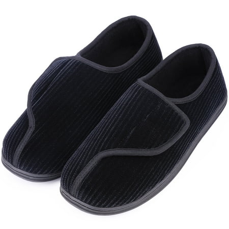 

LongBay Men s Adjustable Diabetic Slippers Memory Foam Arthritis Edema Swollen House Shoes
