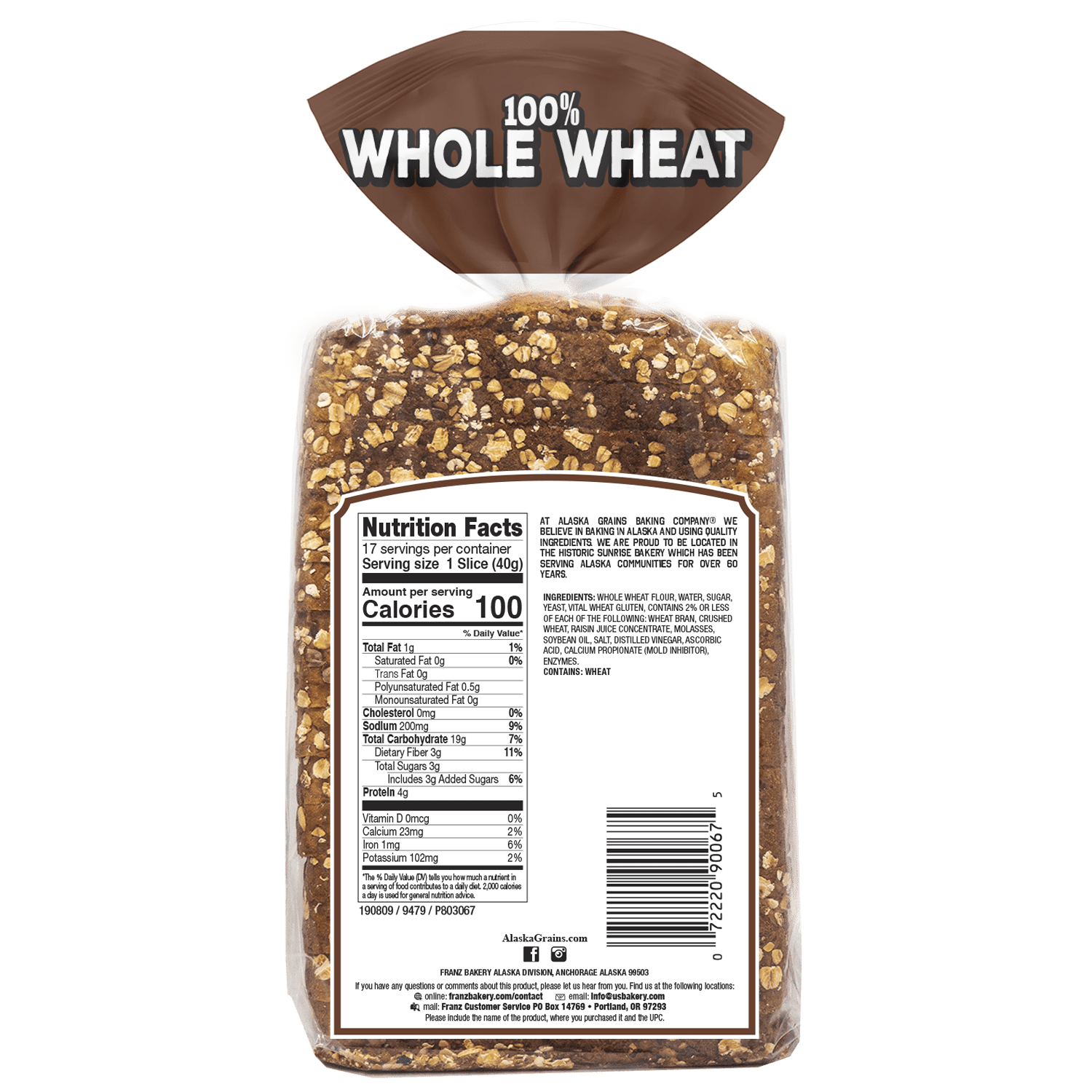 United States Bakery Alaska Grains  Bread, 24 oz