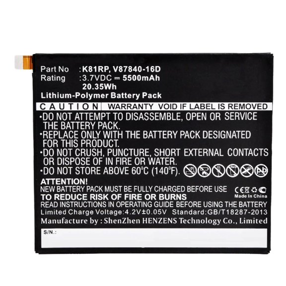 Batteries N Accessories BNA-WB-P5149 Tablets Battery - Li-Pol, 3.7V, 5500 mAh, Ultra High Capacity Battery - Replacement for Dell 05PD40 Battery