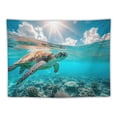 thumbnail image 5 of JRXY Turtle Swiming Under The Sea Tapestry - High-Quality Short Plush, Soft and Lightweight Painting, 5 of 6