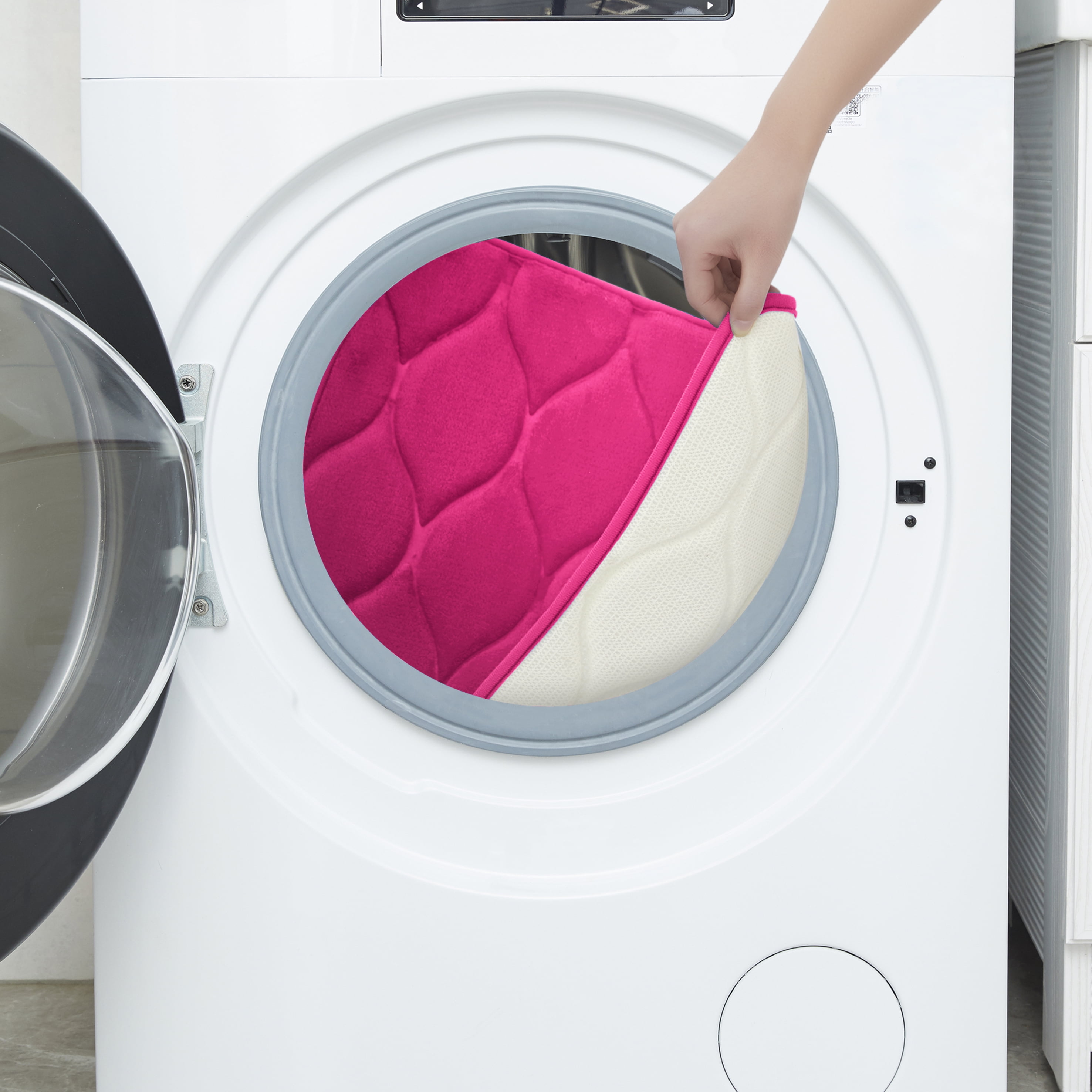 Yafa Home Fashion 1pc:24" X 35" Bath Rug, Memory Foam; Machine Washable, Water Absorbent & Non-Slip Bathmats(Fuchsia)