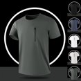 thumbnail image 2 of Men's Short Sleeve T-Shirts Performance Zipper Pocket Athletic Tee Quick Dry Workout Top Moisture Wicking Cool Ice Silk Shirt for Running Training Hiking, 2 of 8