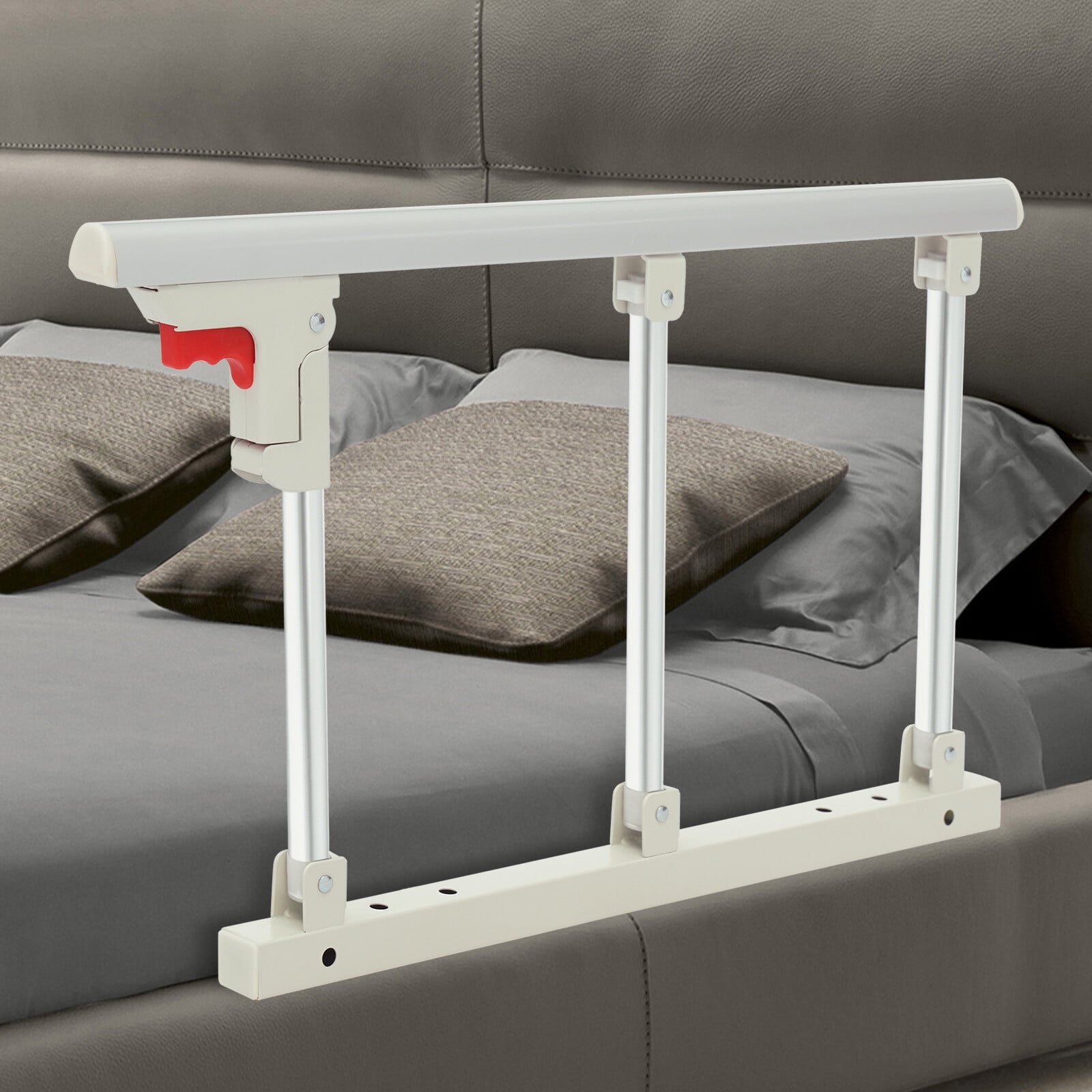 Silvery White Bed Safety Railing - Heavy-Duty Bedside Guard for Enhanced Safety & Peace of Mind